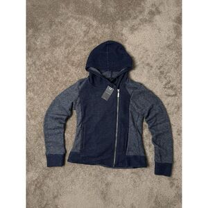 NEW‎ Lucky Brand Moto Zip Hooded Jacket Navy Blue Womens Y2K Streetwear Sz M